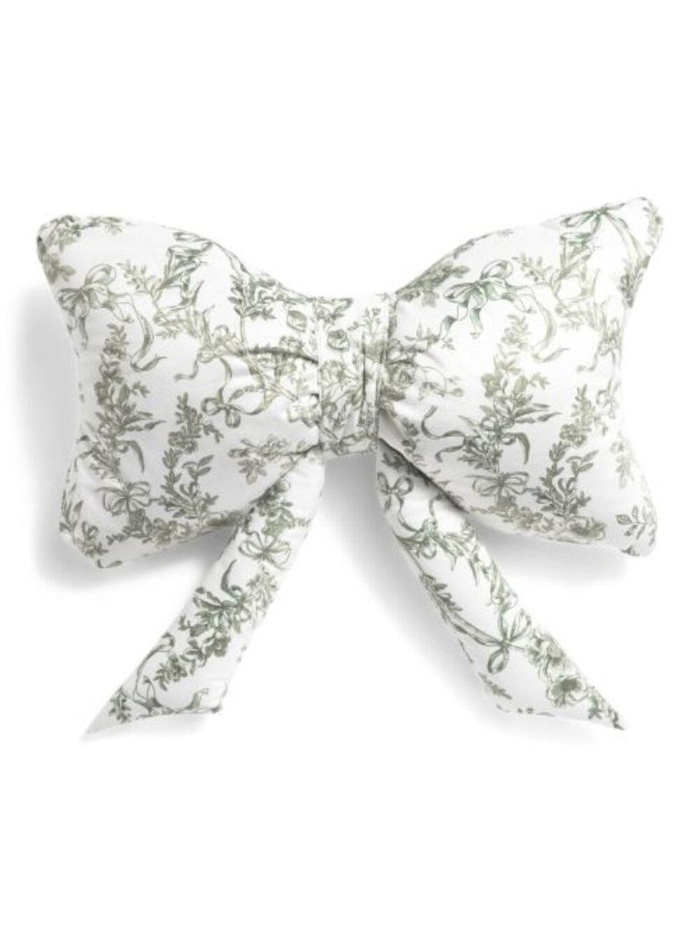 Envogue Toile Bow Pillow 14x24 Green White NWT